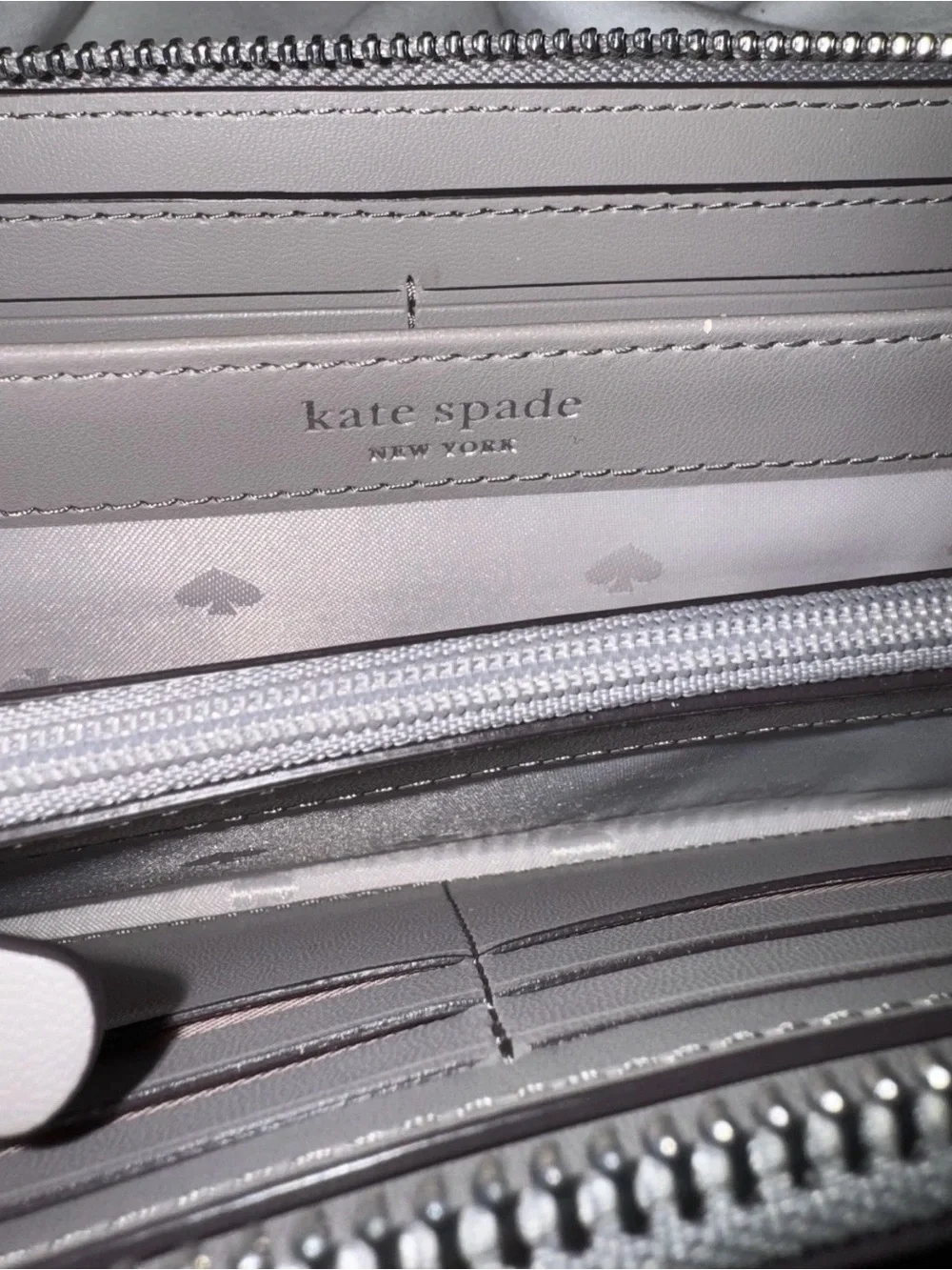 kate spade Light Gray Leather Zip Around Wallet